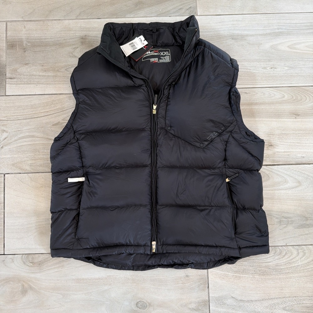 RLX Ralph Lauren Mens XXL XXLarge Black Down Puffer Vest Full Zip Gorpcore Polo